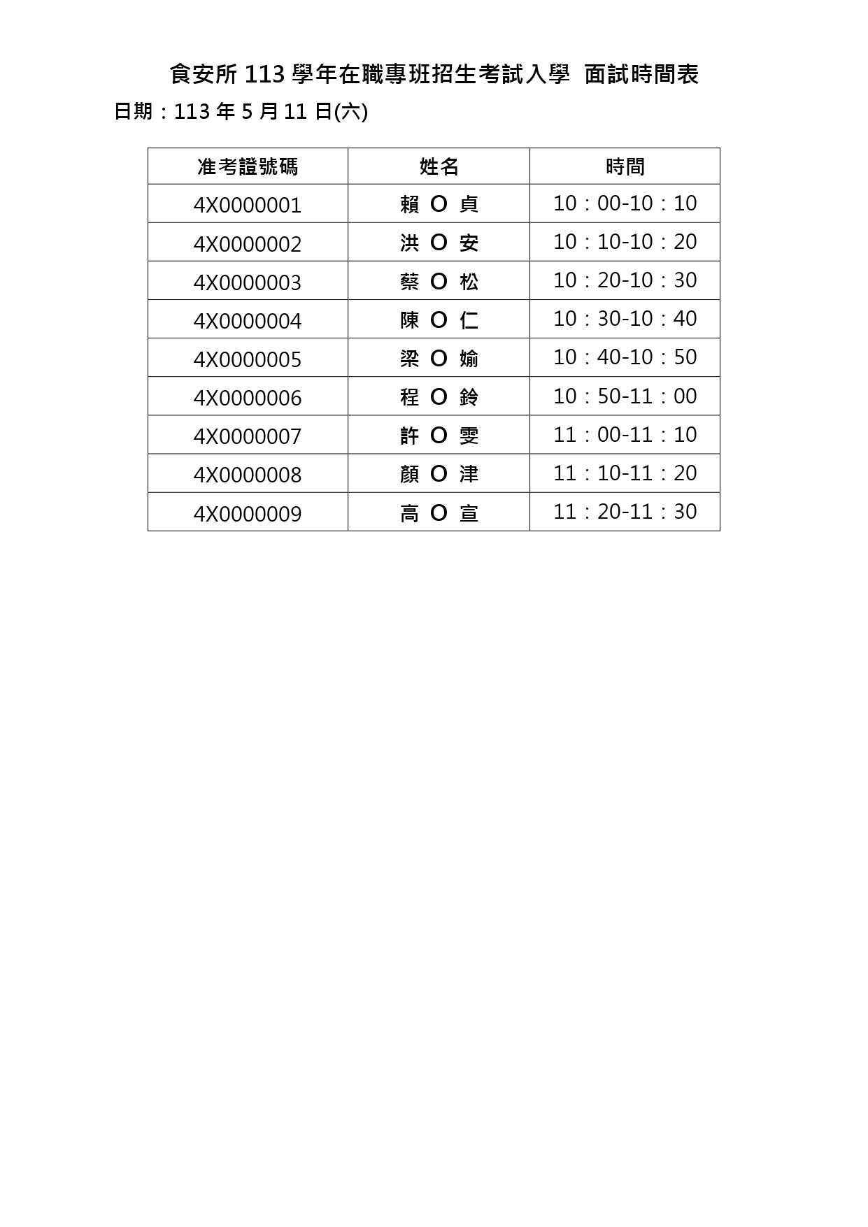 113學年度碩士在職專班考試入學